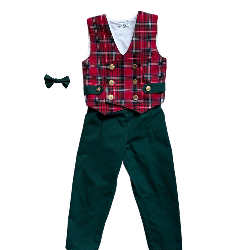 Plaid Boys Christmas Outfit Size 5